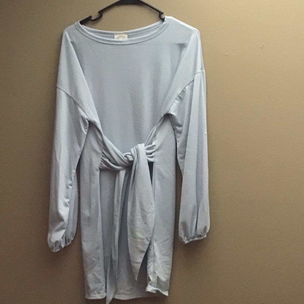 Baby blue dress ~ tie in front